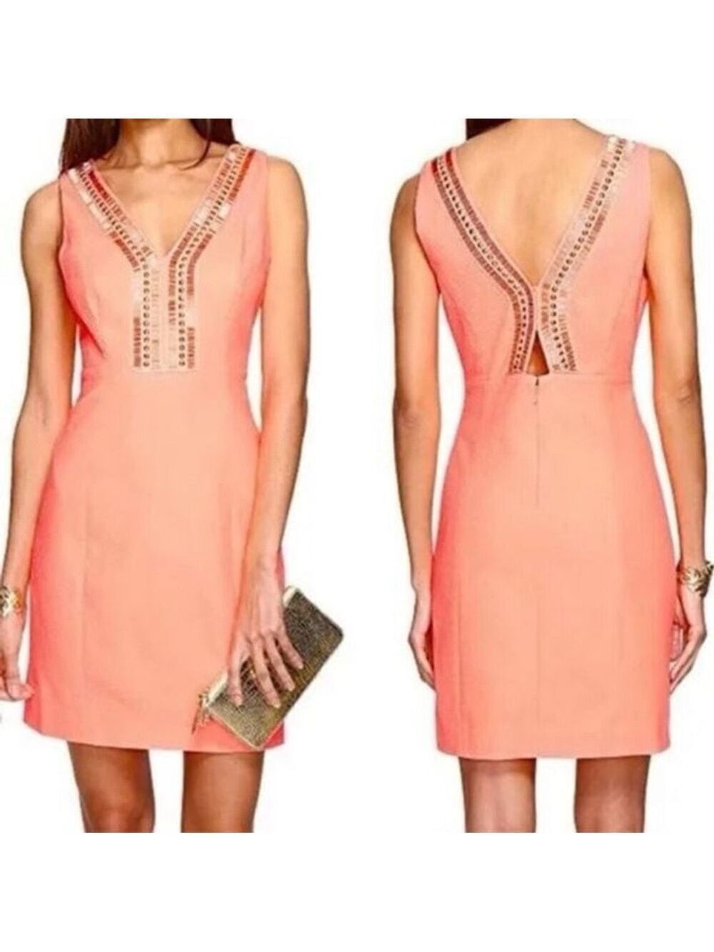 Lilly Pulitzer Coral Embellished Dress Size 2